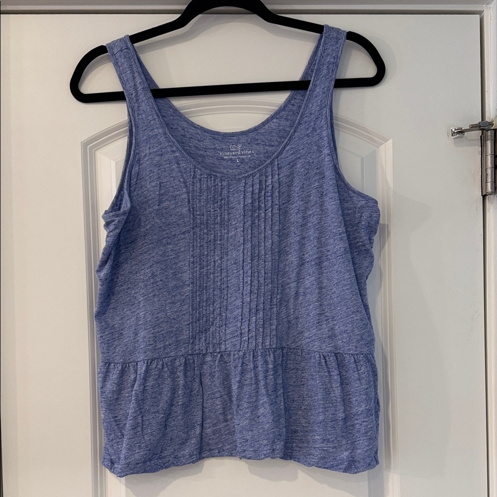 Vineyard Vines Heather Blue Peplum Tank Top